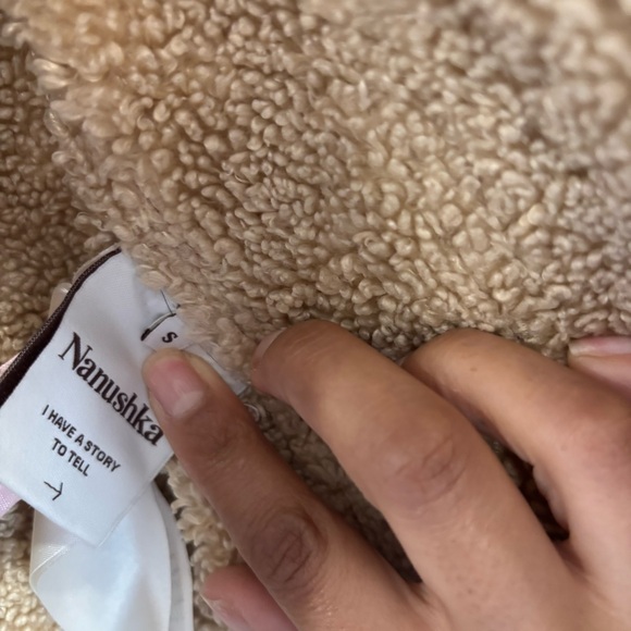 Nanushka Beryl Paneled Faux Shearling Jacket Size Small - Picture 16 of 16